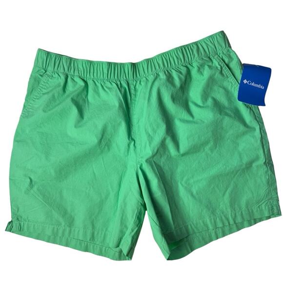 Columbia Youth Elastic Wasit Solid Green Athletic Outdoors Shorts Sz L NWT - Picture 1 of 8